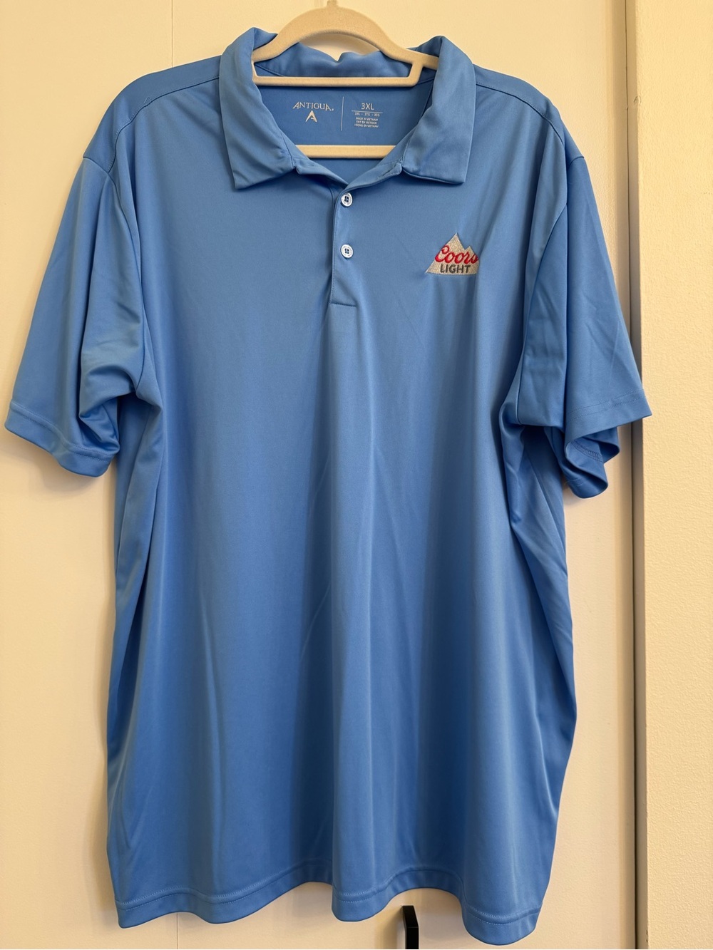 Antigua Men’s Polo Shirt - Light Blue with Coors Light Logo